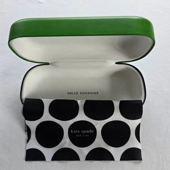 🆕️ Kate Spade New York Green Hard Shell Eyeglass Case with cloth. Case only. - Picture 4 of 7